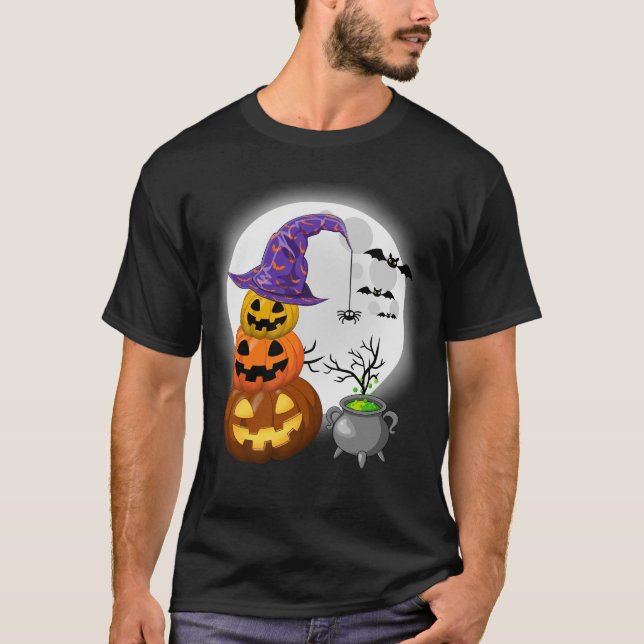 Camiseta Halloween Engraçado Bruxa de Chapéu (Frente)