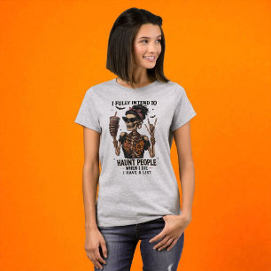 Camiseta Halloween Engraçado Esqueleto Assombrado