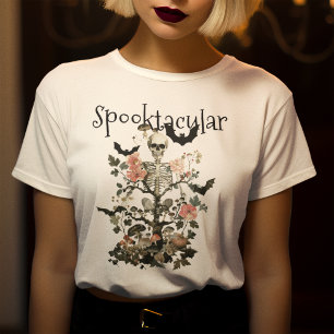 Camiseta Halloween Esqueleto Assustador Floresta Assombrada