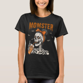 Camiseta Halloween Esqueleto Mãe Divertido Antigo