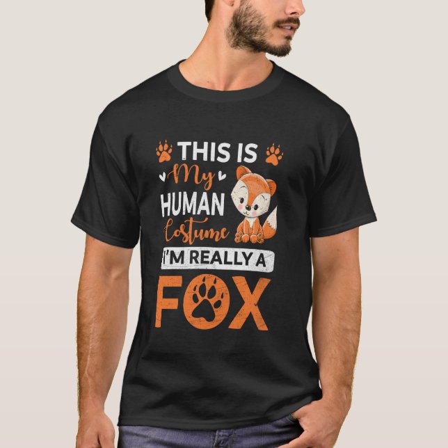 Camiseta Halloween Este É O Meu Traje Humano Eu Sou Um Fã (Frente)
