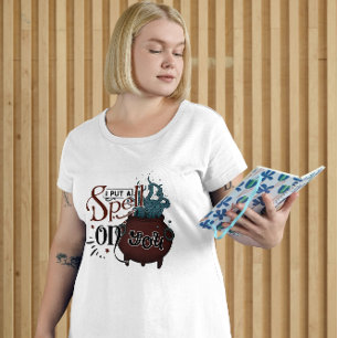 CAMISETA HALLOWEEN, EU COLOQUEI UMA VELHA EM VOCÊ COM A CAU