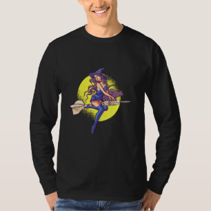 Camiseta Halloween Eu Dart Witch Dart Hot Woman Broom