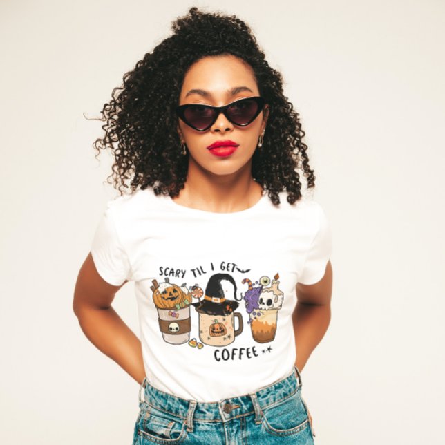 CAMISETA HALLOWEEN, EU ESTOU ZANGADO ATÉ EU CHEGAR AO CAFÉ  (Criador carregado)