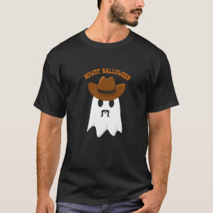 Camiseta Halloween Fantasma Com Chapéu De Cowboy E Handleb