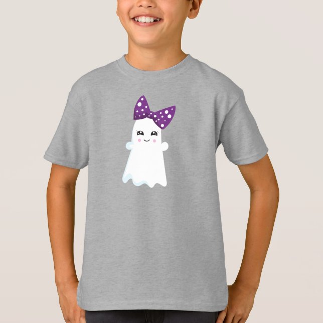 Camiseta Halloween, Fantasma, Fita, Arco, Truque Ou Tratar, (Frente)
