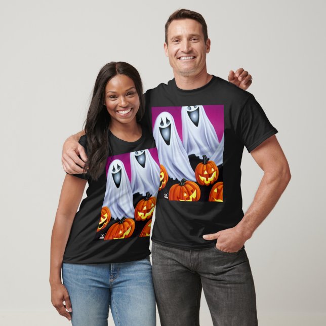 Camiseta Halloween Fantasmas e Pumpkins (Unissex)