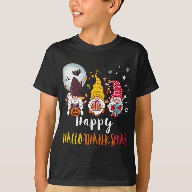 Camiseta Halloween Feliz Natal Feliz Hallothanksmas Gno (Frente)