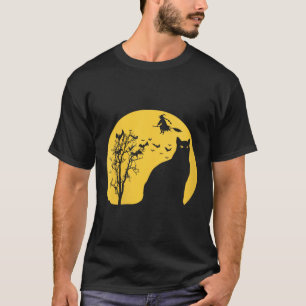Camiseta Halloween Feminino com Blusa em V de Gatinho Preto