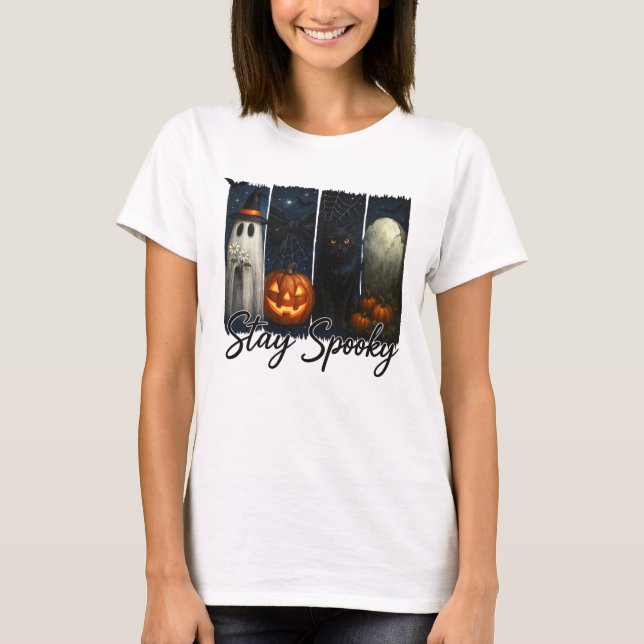 Camiseta Halloween Fica Negra Negro Louco (Frente)