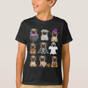 Camiseta Halloween Figurume Spooky Ghost Pumpkin Pug Hallow