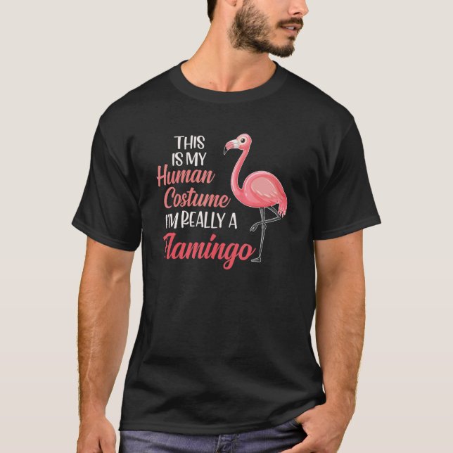 Camiseta Halloween Flamingo Trick Or Treat Pink Flamingo (Frente)