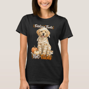 Camiseta Halloween Fofo Cachorro Múmia Dourada Truques