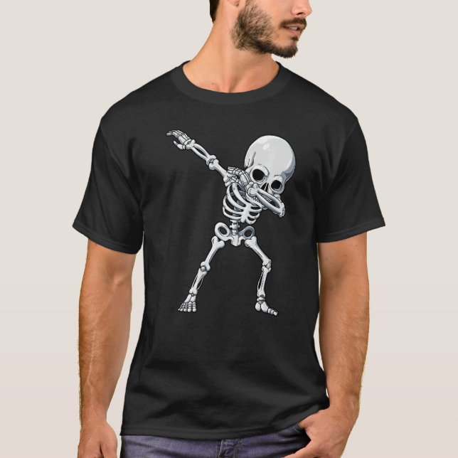 Camiseta Halloween for Boys Kids Dabbing Skeleton Costume (Frente)