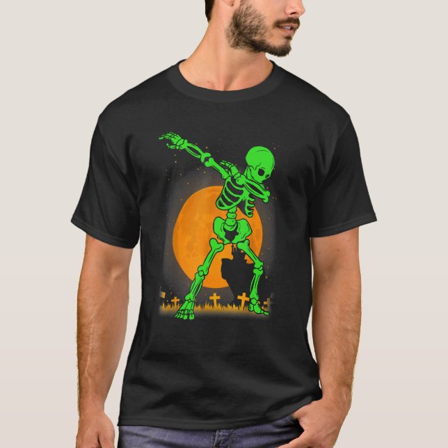 Camiseta Halloween  For Boys Kids Girl Dabbing Skeleton Cos (Frente)