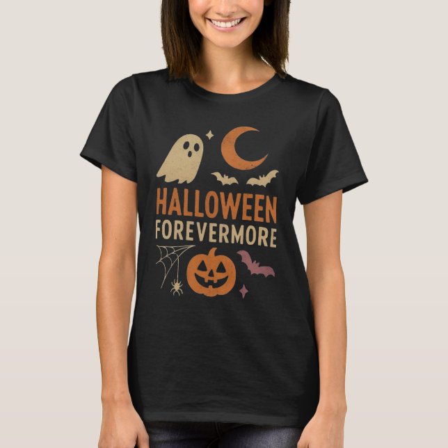 Camiseta Halloween Forevermore | Ghost, Pumpkin & Bats (Frente)