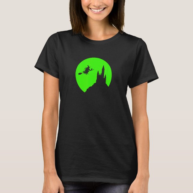Camiseta Halloween Full Moon Assaltou A Bruxa Voadora Do Ca (Frente)