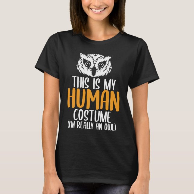 Camiseta Halloween Funny Adult Kid Owl Apparel Youth Human  (Frente)
