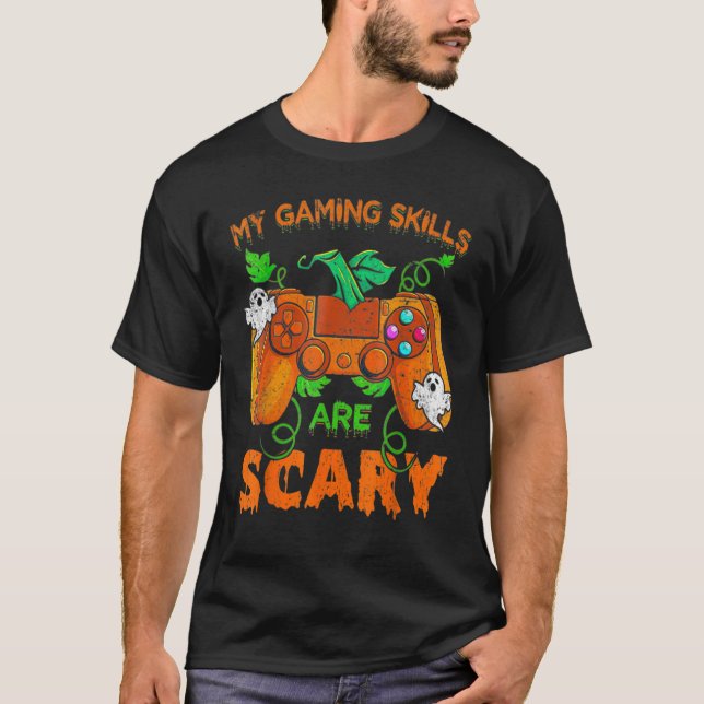 Camiseta Halloween Gamer Costume Assustador Pumpkin Meninos (Frente)