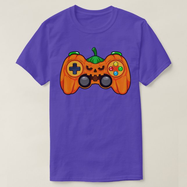 Camiseta Halloween Gamer Pumpkin Controller Video Gamer Kid (Frente do Design)