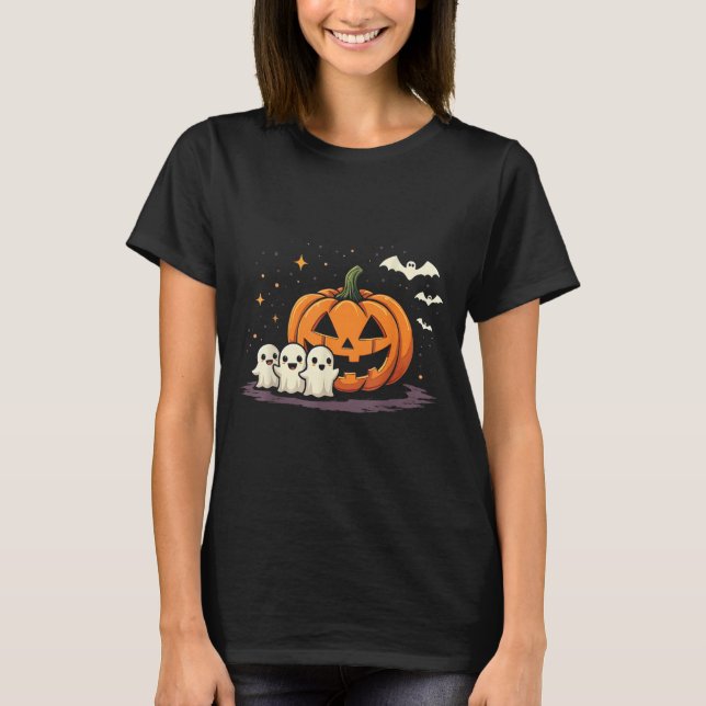 Camiseta Halloween Gamer Pumpkin Eating Ghost Costume Men B (Frente)
