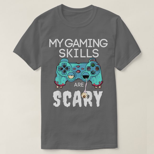 Camiseta Halloween Gamer Skeleton Zombie Ghost Controller B (Frente do Design)