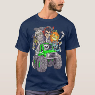 Camiseta Halloween Gamer Skeleton Zombie Monster Truck Boys