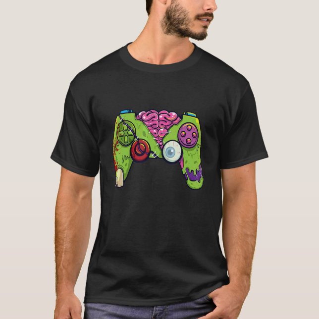 Camiseta Halloween Gamer Zombie Controller Video Gamer Kids (Frente)