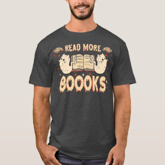 Camiseta Halloween Ghost Boo Books Leia Livros Bibliotecári