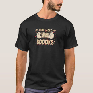 Camiseta Halloween Ghost Boo Books Leia Livros Bibliotecári