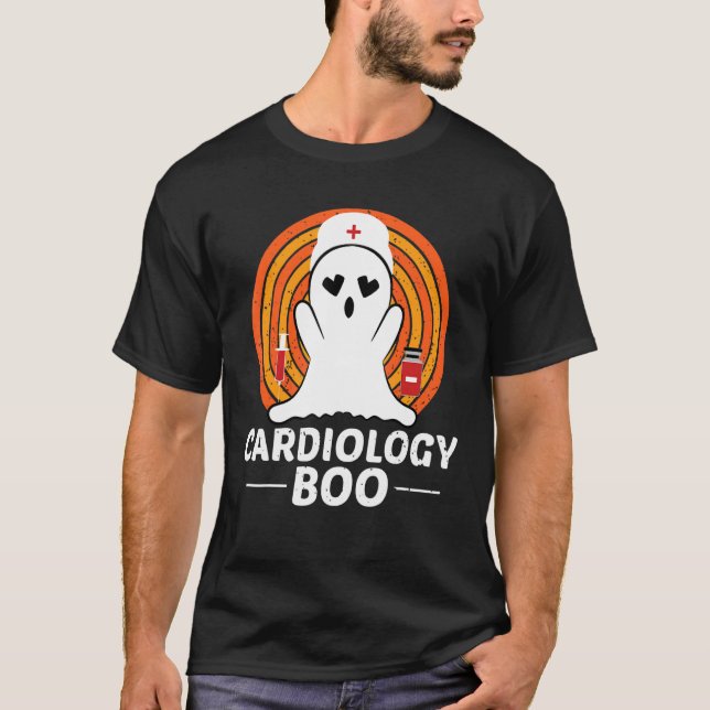 Camiseta Halloween Ghost Cardiology Boo Enfermeira Ghost Fi (Frente)
