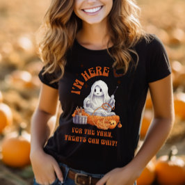Camiseta Halloween Ghost Crochet Knitting Yarn Engraçado