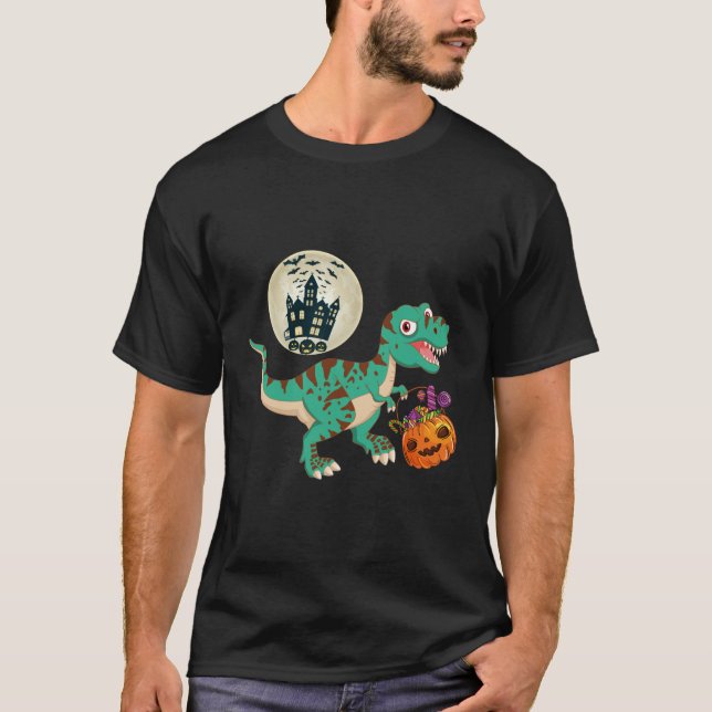 Camiseta Halloween Ghost Dinossaur T rex Scary (Frente)
