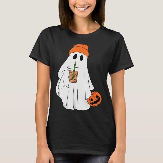 Camiseta Halloween Ghost Drinking Coffee Ghost Ice Coffee M (Frente)