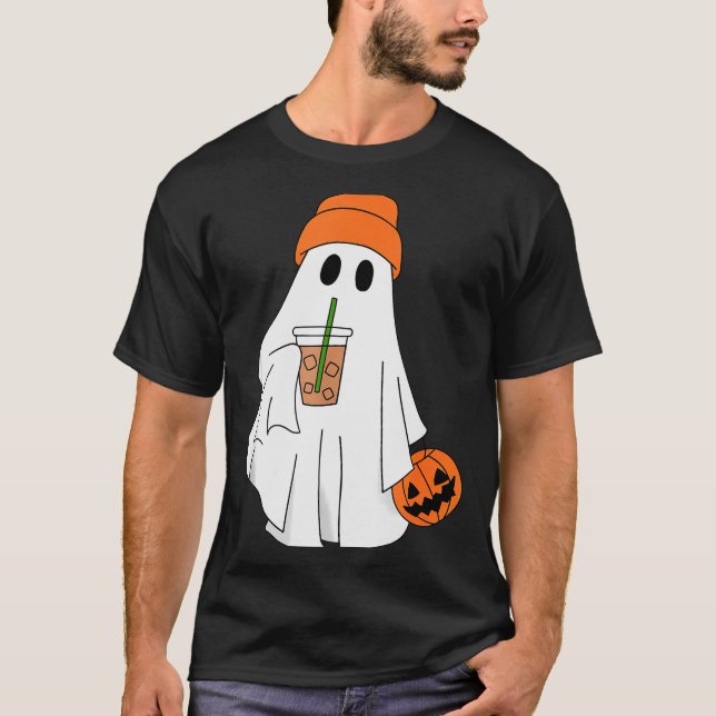 Camiseta Halloween Ghost Drinking Coffee Ghost Ice Coffee M (Frente)