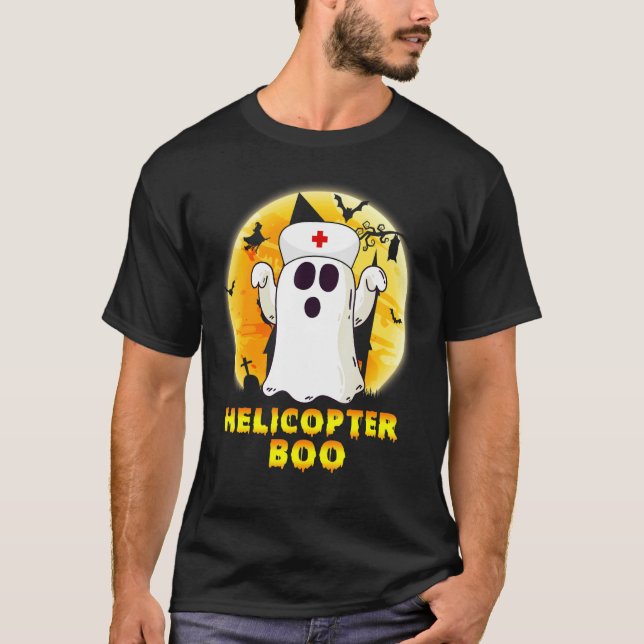 Camiseta Halloween Ghost Helicopter Boo Enfermeira Homens W (Frente)