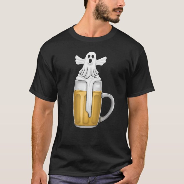 Camiseta Halloween Ghost Loves Beer (Frente)