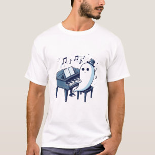 Camiseta Halloween Ghost Piano Cute Spooky Music Amadurece