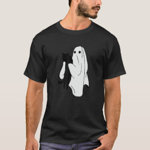 Camiseta Halloween Ghost segurando Black Cat Love Spooky Se