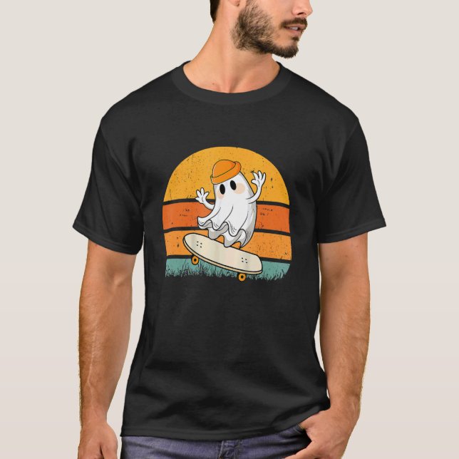 Camiseta Halloween Ghost Skateboard Halloween Skateboardin (Frente)