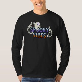 Camiseta Halloween Ghost Spooky Vibes Typografia Lettering
