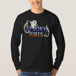 Camiseta Halloween Ghost Spooky Vibes Typografia Lettering