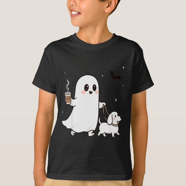 Camiseta Halloween Ghost Walking Dog Soky Season Halloween  (Frente)