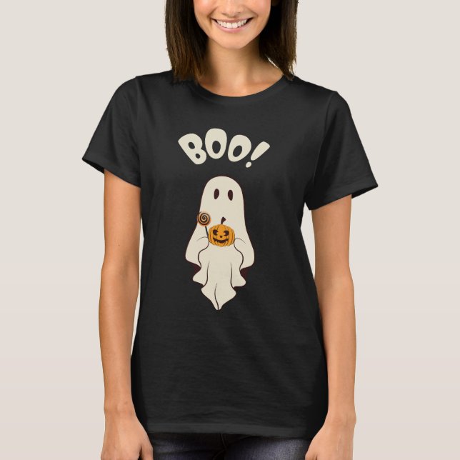 Camiseta Halloween ghost with pumpkin Boo (Frente)