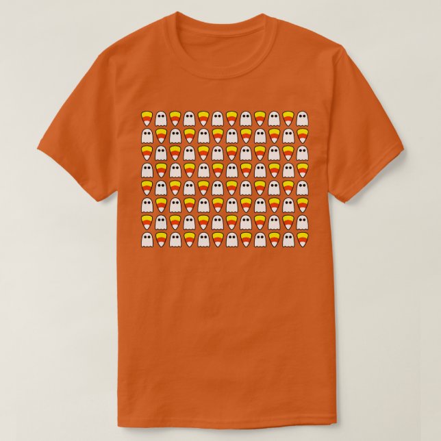 Camiseta Halloween Ghosts e Candy Corn (Frente do Design)
