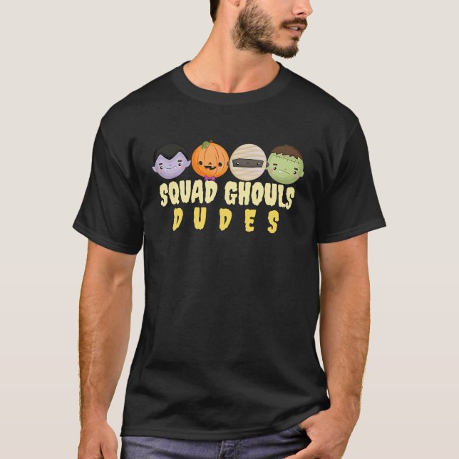 Camiseta Halloween Ghouls Dudes Vampire Zombie Frankenstein (Frente)