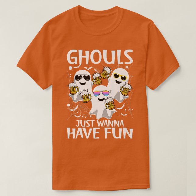 Camiseta Halloween Ghouls Só Quer Divertir-Se Com Fantasmas (Frente do Design)
