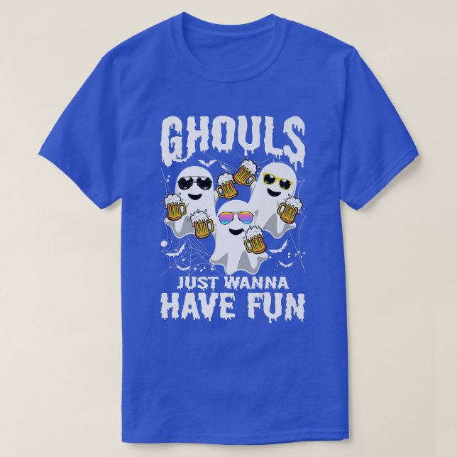Camiseta Halloween Ghouls Só Quer Divertir-Se Com Fantasmas (Frente do Design)