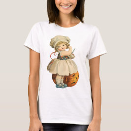Camiseta Halloween Girl Carving Apple