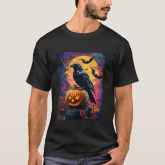 Camiseta Halloween Girls Design Boys Crow Pumpkin Hall
